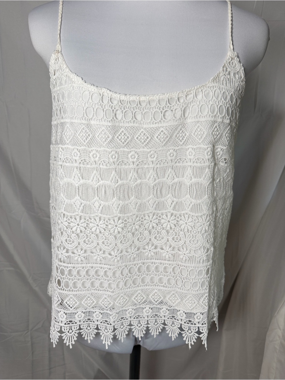 H&M White Lace Crochet Cami Top